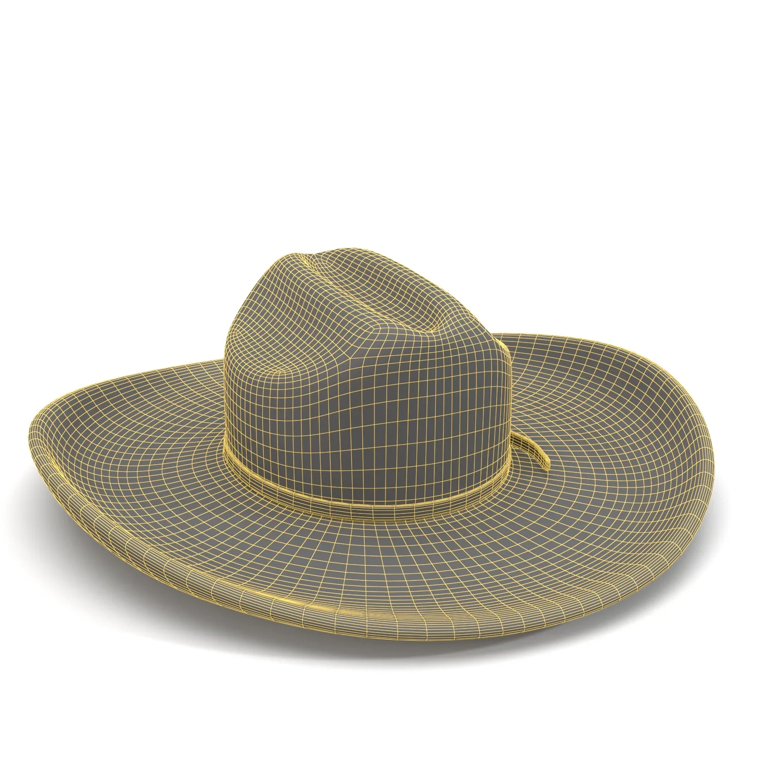Alberta Canada Souvenir 22k Gold Cowboy ceramic Hat 3D Model_07